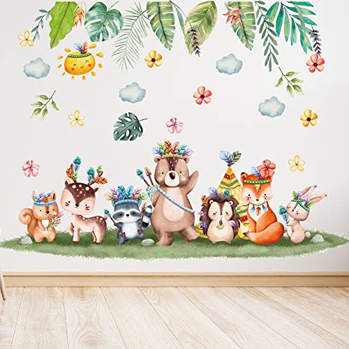 Wandtattoo Dschungel Tier Wandaufkleber Bär Hirsch Eichhörnchen für Kinder Baby Kinderzimmer Spielzimmer Schlafzimmer Dekor von Decalsweet