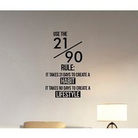 21/90 Regel Inspirierend Zitat Wandtattoo Vinyl Aufkleber Sport Fitness Gewohnheit Lifestyle Motivierende Wand Kunst Büro Gym Workout Decor Hq53 von DecalworldArt