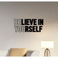 Believe in Yourself Wandtattoo Vinyl Aufkleber Motivierend Zitat Sport Life Workout Inspirierend Spruch Wall Art Home Room Gym Decor Hq43 von DecalworldArt