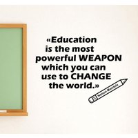 Bildung Ist Die Mächtigste Waffe Nelson Mandela Zitat Wandtattoo Vinyl Aufkleber Studium Schule Wand Kunst Klassenzimmer Dekor Lehrer Geschenk Ed7 von DecalworldArt