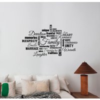 Familie Wort Wolke Wandaufkleber Vinyl Schriftzug Zuhause Liebe Glaube Respekt Inspiration Zitat Aufkleber Einweihungsparty Kunst Schlafzimmer Dekor von DecalworldArt