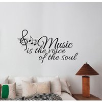 Musik Ist Die Stimme Der Seele Wandtattoo Vinyl Aufkleber Violinschlüssel Noten Inspirierend Zitat Schriftzug Dekorationen Home Room Decor M5 von DecalworldArt