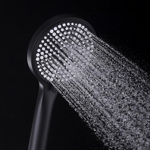 Decaura Handbrause mit 3 Strahlarten Massage/Regen/Mix Handbrausekopf Duschkopf 120mm große Platte Schwarz von Decaura