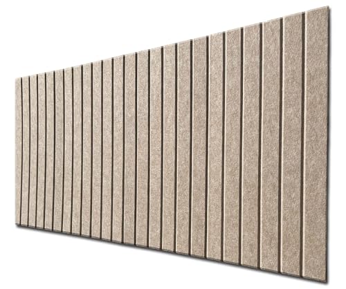 DECCART - Filz Wandpaneele selbstklebend 120x60 cm - Pinnwand - Wandpaneel - 3D Paneele - Wandplatten - Paneele wand - Wall panels - Lamellenwand – Filzbrett – Dunkelbeige von Deccart