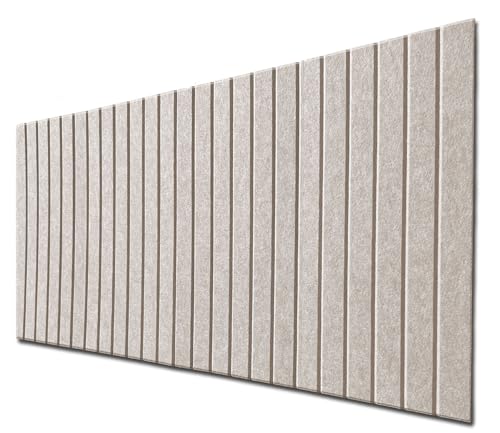 DECCART - Filz Wandpaneele selbstklebend 120x60 cm - Pinnwand - Wandpaneel - 3D Paneele - Wandplatten - Paneele wand - Wall panels - Lamellenwand – Filzbrett – Hellbeige von Deccart