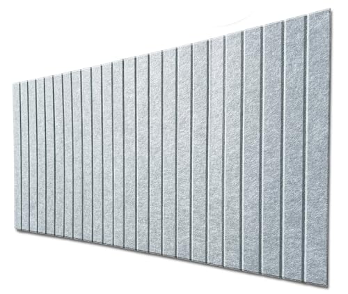 DECCART - Filz Wandpaneele selbstklebend 120x60 cm - Pinnwand - Wandpaneel - 3D Paneele - Wandplatten - Paneele wand - Wall panels - Lamellenwand – Filzbrett – Hellgrau von Deccart