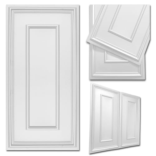 DECCART - Wandpaneele 100x50 cm - Panel wand - Paneele - Wandverkleidung Innen Deckenverkleidung Wandplatten aus Polystyrol 3d Wall Panels - Boazeriemuster XL weiß - 24 Stück (12 m²) von Deccart