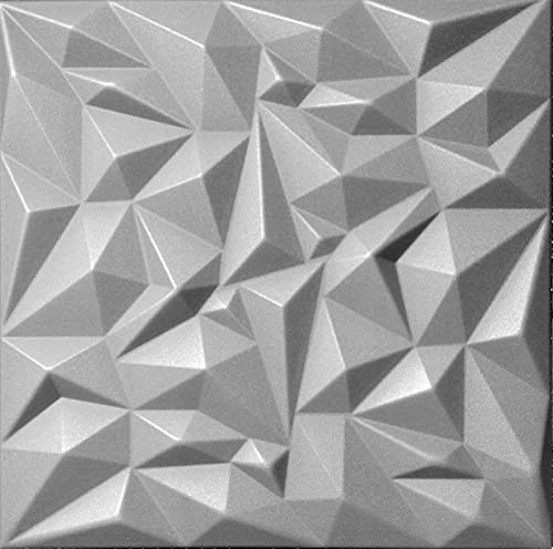Deccart - 3D Wandpaneele 50x50 cm - Paneele Wand Wall Panels Deko Wandverkleidung Innen Panel Deckenverkleidung Decke Deckenpaneele Platten Styropor EPS-Polystyrol Amethyst 12 m2, 48 Stück,Grau von Deccart