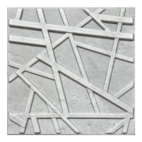 Deccart - 3D Wandpaneele 50x50 cm - Paneele Wand Wall Panels Deko Wandverkleidung Innen Panel Deckenverkleidung Decke Deckenpaneele Platten Styropor EPS-Polystyrol Line 69 12 m², 48 Stück,Beton-Optik von Deccart