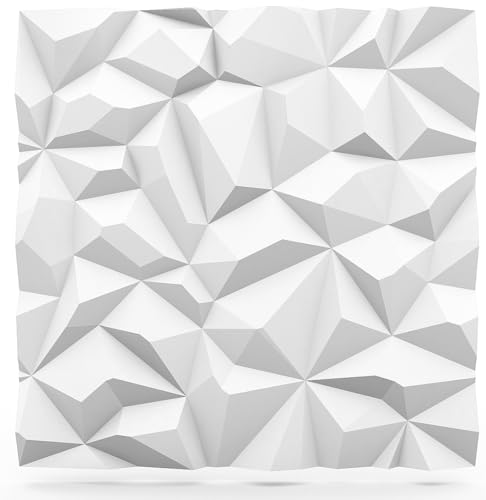 Deccart - 3D Wandpaneele 60x60 cm - Paneele Wand Wall Panels Deko Wandverkleidung Innen Panel Deckenverkleidung Decke Deckenpaneele Platten Styropor EPS-Polystyrol Diamant 0.72 m², 2 Stück, weiß von Deccart