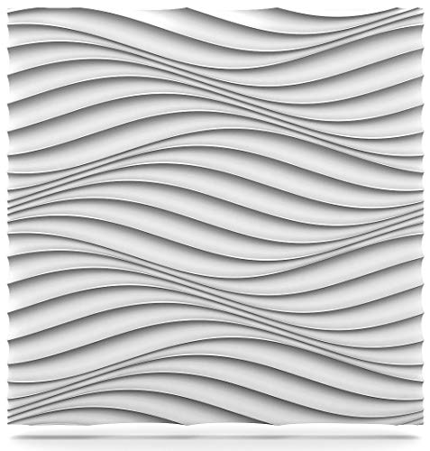 Deccart - 3D Wandpaneele 60x60 cm - Paneele Wand Wall Panels Deko Wandverkleidung Innen Panel Deckenverkleidung Decke Deckenpaneele Platten Styropor EPS-Polystyrol Wind 1.80 m², 5 Stück, weiß von Deccart