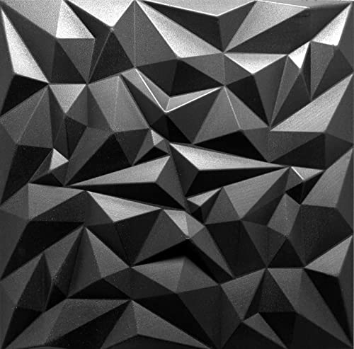 Deccart - 3D Wandpaneele 50x50 cm - Paneele Wand Wall Panels Deko Wandverkleidung Innen Panel Deckenverkleidung Decke Deckenpaneele Platten Styropor EPS-Polystyrol Amethyst 8 m², 32 Stück,Schwarz von Deccart