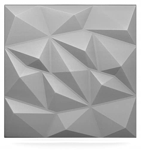 Deccart - 3D Wandpaneele Styropor Wandverkleidung Decke Deckenverkleidung Paneele Deckenplatten Wall Deko Panel Wand Panels Polystyrol 50x50 cm Brylant 12 m², 48 Stück, Grau von Deccart