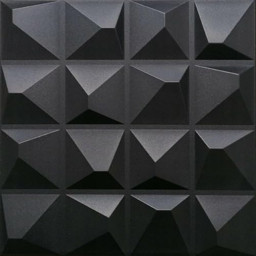 Deccart - 3D Wandpaneele Panel Wand Paneele Decke Deckenplatten Styropor Wandverkleidung Panels Wall Polystyrol 50x50 cm Kryształ 12 m², 48 Stück, Schwarz von Deccart