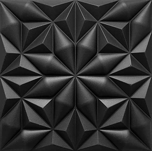 Deccart - 3D Wandpaneele Styropor Wandverkleidung Panel Wand Deckenverkleidung Paneele Decke Deckenplatten Panels Wall Deko Polystyrol 50x50 cm Onyx 12 m², 48 Stück, Schwarz von Deccart