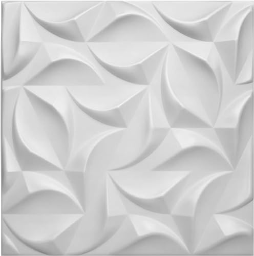 Deccart - 3D Wandpaneele Panel Wand Styropor Wandverkleidung Deckenverkleidung Paneele Decke Deckenplatten Panels Wall Deko Polystyrol 50x50 cm River 12 m², 48 Stück, weiß von Deccart