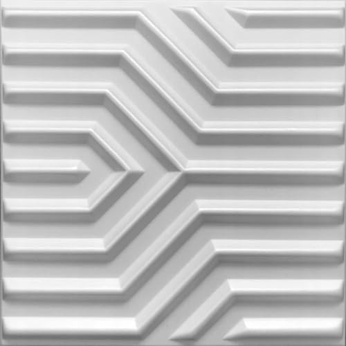 Deccart - 3D Wandpaneele Deckenplatten Decke Deckenverkleidung Paneele Styropor Wandverkleidung Wall Deko Panel Wand Panels Polystyrol Wandplatten50x50 cm ZigZak 8 m², 32 Stück, weiß von Deccart