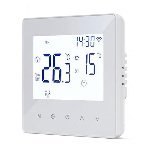 Decdeal WLAN Thermostat Raumthermostat für Wasser Fussbodenheizung,Programmierbar 230v LCD 3A Mit der App Tuya (weiß) von Decdeal