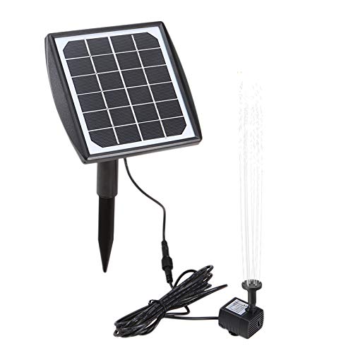 Decdeal Solarbetriebene Springbrunnenpumpe, 6 V/2 W, Solar-Wasserpumpe mit verstellbarem Solarpanel, Vogeltränke, Springbrunnen für den Außenbereich, für Aquarien, kleine Teich, Garten, Rasen, Pool von Decdeal