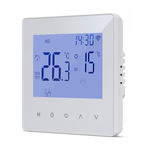 Decdeal WLAN Thermostat Raumthermostat für Wasser Fussbodenheizung,Programmierbar 230v LCD 3A Mit der App Tuya (blau) von Decdeal