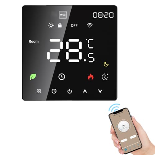 decdeal Intelligentes Thermostat WiFi-Thermostat Raumthermostat für zu Hause Raumthermostat Innen Raumthermostat Digitaler Thermostat Smartes Thermostat für Zuhause, Touchscreen, WiFi, Stimme, App, von Decdeal