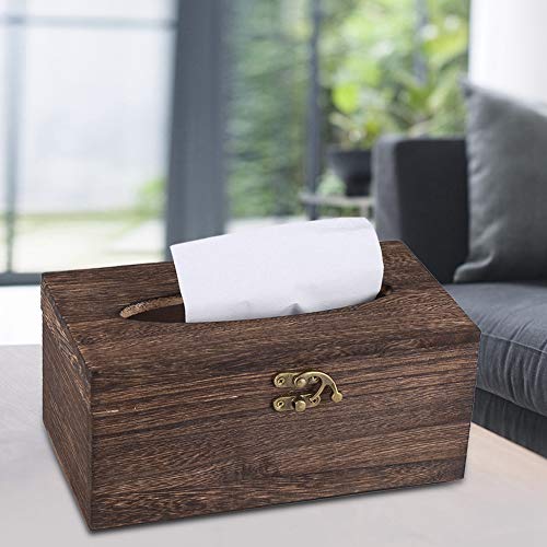 1Pc Nützliche Holz Retro Tissue Box Papierserviettenhalter Fall Home Office Car Decor für Zuhause(Rechteck) von Dechoga