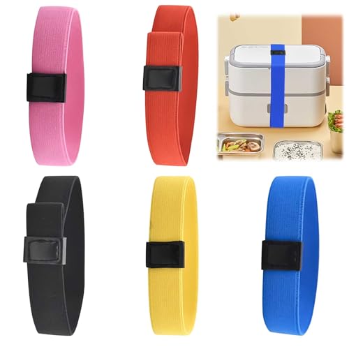 5 Stück Bento Box Band,Lunchbox Gummiband Einstellbar,Haushaltsgummis Breit,Wiederverwendbar Doppelschicht Lunchbox Elastische für Büchergurte,Koffergurte,Camping Lunchboxgurte von Dechoga