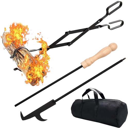 Poker 32,56 Zoll Kaminzange und 25,27 Zoll Kaminzange Kaminbesteck Zubehör Holzscheite Camping Holzofen Terrasse Lagerfeuer Picknick Indoor Outdoor von Dechoga