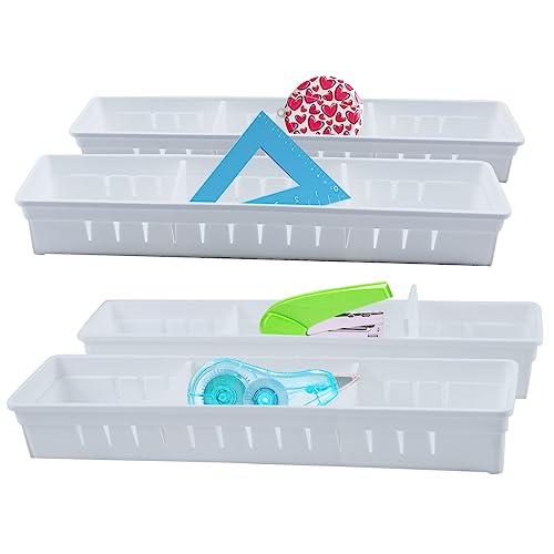 Schubladen Ordnungssystem, 4 Stück Organisationsbox, Veranstalter Küche Organizer, Schönheits Schubladeneinsatz Aufbewahrungsboxen Schreibtisch Schubladenteiler für Schminktisch Badezimmer Kosmetik von Dechoga