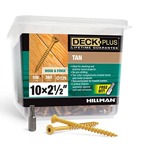 Deck Plus Hillan Fasteners 48416 2,3 kg 2,5 x 10 hellbraune Schraube, Weiß, 5lb Box von Hillman