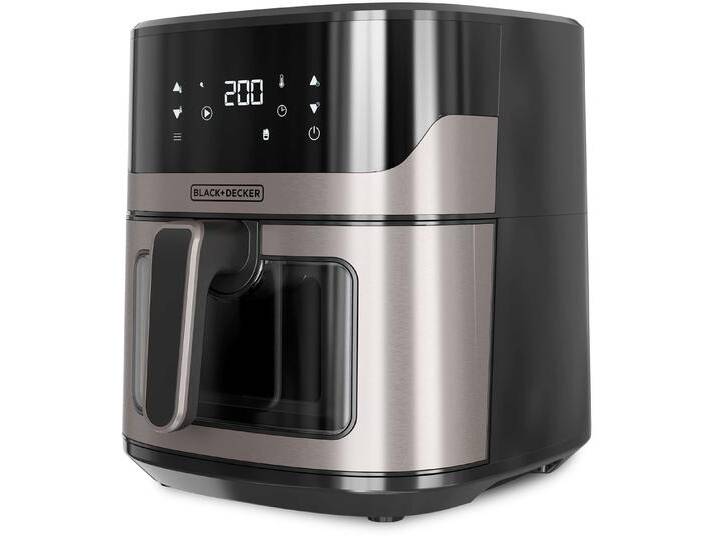 BLACK + DECKER Heissluftfritteuse BXAF6500E / ES9730070B , schwarz (schwarz, edelstahl), B:26cm H:35,1cm T:28cm, Fritteusen von Decker