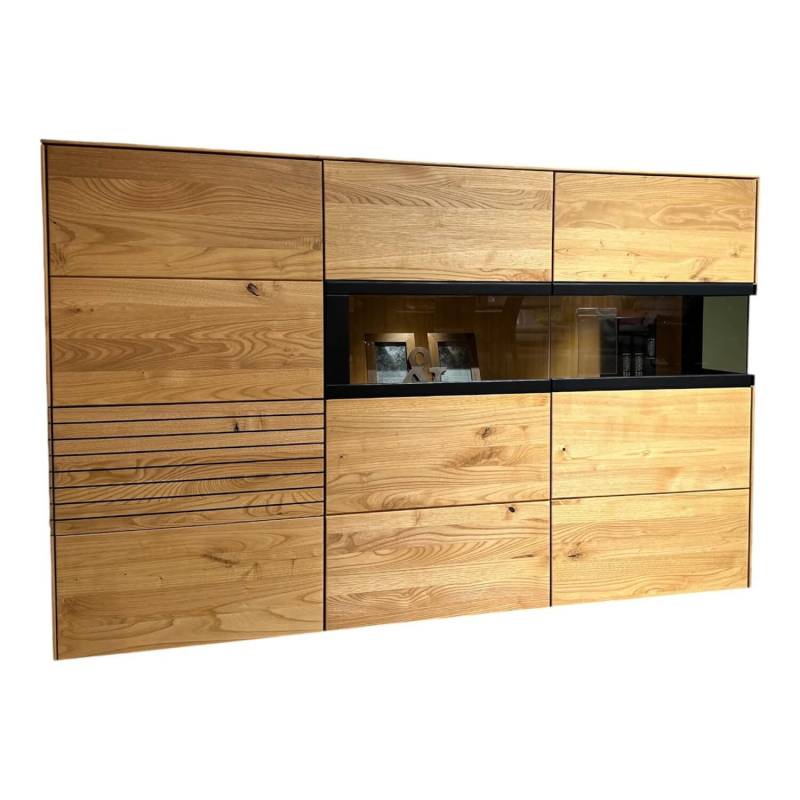 Sideboard Kulma Astkastanie Massiv Natur Geölt Astfüller Schwarz Akzent Rillenop... von Decker