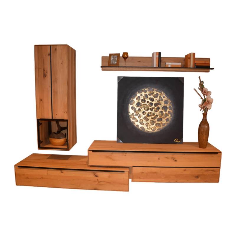 Wohnwand Valero Asteiche Massiv Bianco Geölt Front Klarglas Wohnwand Valero Asteiche Massiv Bianco Geölt Front Klarglas von Decker