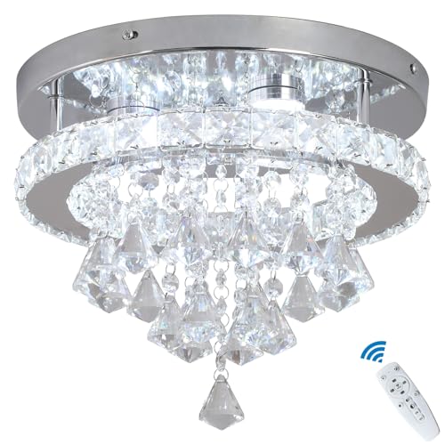 Deckrico Kristall Deckenleuchte 30cm Moderner Chrom LED Kronleuchter dimmbar mit Fernbedienung Beleuchtungskörper für Küche, Schlafzimmer, Flur, Esszimmer (Dimmbar) von Deckrico