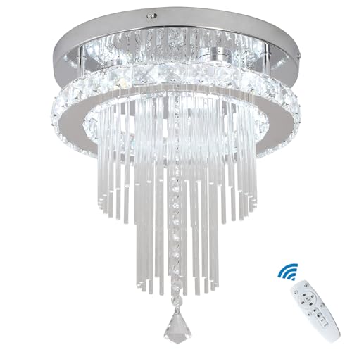Deckrico Kristall Kronleuchter 30cm Moderne LED Deckenleuchte dimmbar mit Fernbedienung Beleuchtungskörper für Küche, Schlafzimmer, Flur (Dimmbar) von Deckrico