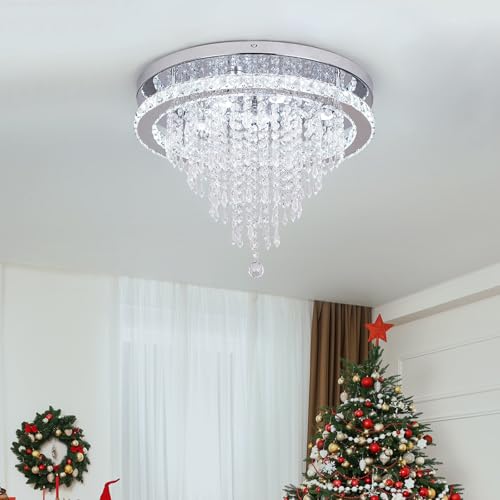 Deckrico Kristall Kronleuchter Moderne Deckenlampe LED Beleuchtung Befestigung für Wohnzimmer Schlafzimmer Küche Esszimmer (Kühl Weiß) von Deckrico