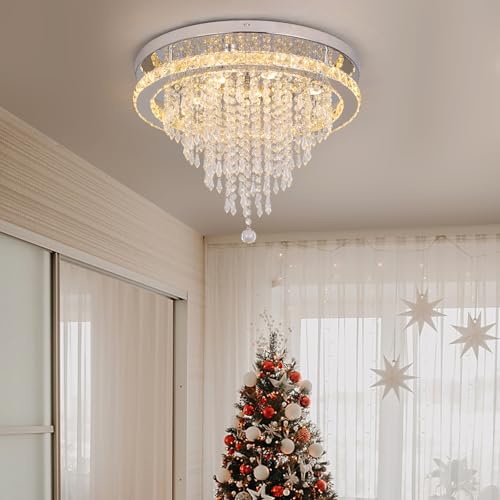 Deckrico Kristall Kronleuchter Moderne Deckenlampe LED Beleuchtung Befestigung für Wohnzimmer Schlafzimmer Küche Esszimmer (Variables Licht) von Deckrico