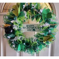 st. Patrick's Day Kranz, Kleeblatt, Topf Voll Gold von Deckyourdoorout