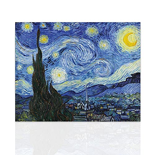 Declea Home Decor Bild auf Leinwand Sternennacht Vincent Van Gogh Tributo D'Autore Canvas moderne Kunst Holzrahmen handgefertigt von Declea Home Decor