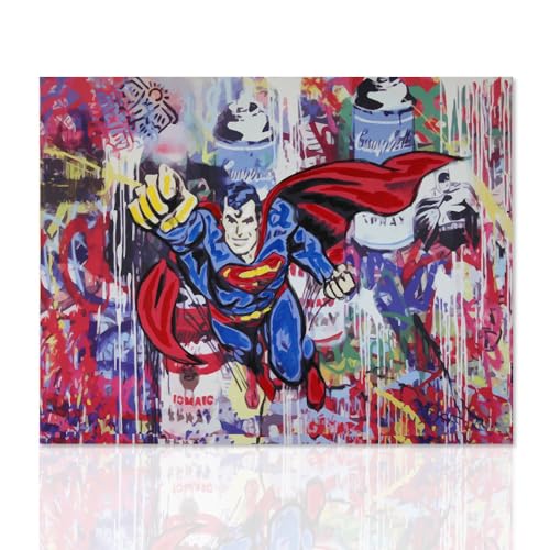 Declea Superman Superhelden-Cartoon-Leinwand-Malerei - Leinwand Interieur Malerei auf Leinwand bereit, um von Hand - Moderne Dekoration in verschiedenen Größen - Design von Declea