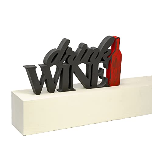 Holzschild Drink Wine Küche - Schriftzug für die Küche, Möbelstück, Dekoration für Küche und Bar von Declea Home Decor