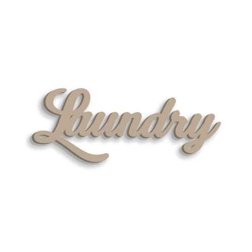 Laundry Badezimmer-Dekoration, Schriftzug aus Holz, zum Aufhängen an der Wand, Badezimmer, Waschküche, Dekoration für das Badezimmer von Declea Home Decor