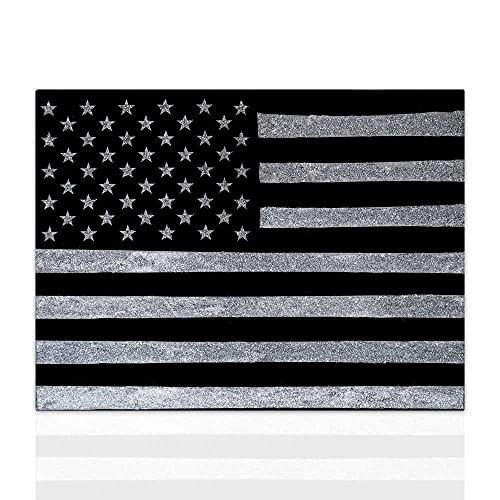 Moderne Wanddekoration auf Leinwand aus Baumwolle mit Flagge Amerika Schwarz und Silber - Handgefertigte Dekoration für Ihr Zuhause - Moderne Dekoration Declea Home Decor von Declea Home Decor