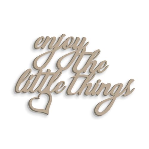 Wanddekoration aus Holz, Schriftzug "Enjoy the Little Things", Wanddekoration für Küche, Wohnzimmer, Schlafzimmer, Schriftzug aus Holz, Design Declea Home Decor von Declea Home Decor