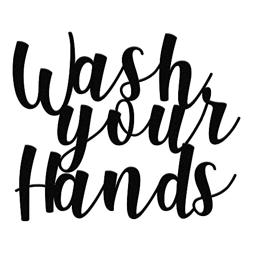 Wash your Hands Badezimmer-Dekoration, Schriftzug aus Holz, zum Aufhängen an der Wand, Badezimmer, Waschküche, Dekoration für das Badezimmer von Declea Home Decor