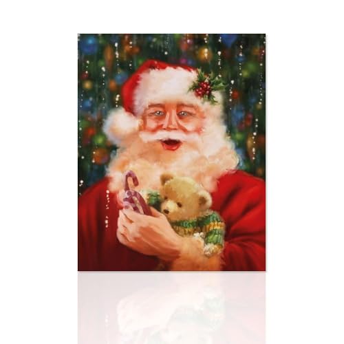 Bilder und Leinwand Moderne zum Aufhängen Porträt des Weihnachtsmanns Weihnachtsdekoration - Druck auf Leinwand Weihnachten Weihnachtsschmuck für die Weihnachtszeit, 30 x 40 cm von Declea