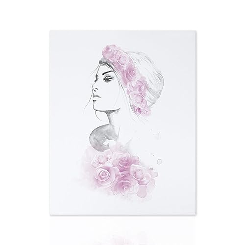 Declea Bild Glamour Woman & Flowers Moderner Druck auf Leinwand - Wohnkultur Wohnzimmer Druck Qualität von Declea