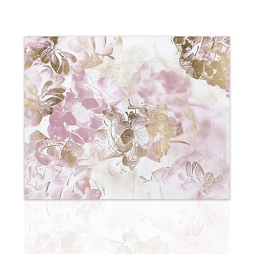 Declea Bild Gold und Rose, Druck mit Blumen – moderne Wohnzimmermöbel, hochwertiger Druck von Declea