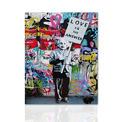 Declea Bild auf Leinwand Banksy Canvas Street Art Graffiti Banksy Made in Italy - Bild Banksy Einstein Home Decor Fertig zum Aufhängen Design von Declea