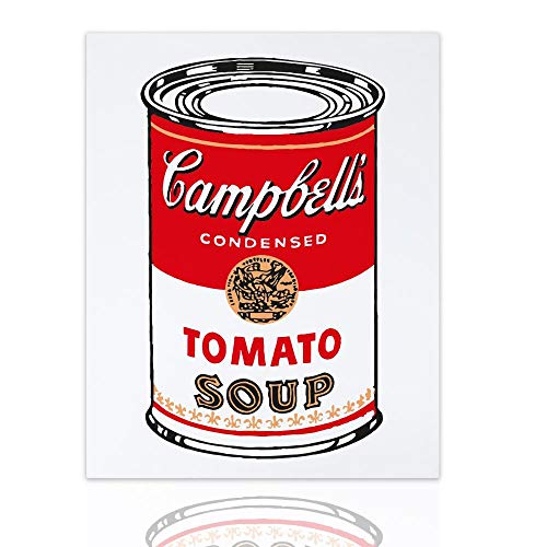 Declea Bild auf Leinwand Tribut Andy Warhol Campbell's Soup Kunstdruck auf Leinwand, moderne Bilder, Weiß/Rot, 60 x 80 cm, Home Decor von Declea